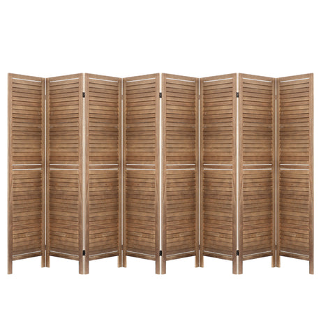 Artiss 8-Panel Louver Folding Room Divider — 326x170cm, White or Oak — Allure Home Collections
