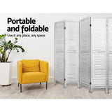 Artiss 8-Panel Louver Folding Room Divider — 326x170cm, White or Oak — Allure Home Collections
