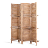 Artiss 4-Panel Folding Room Divider with Built-In Shelf — White or Oak — Allure Home Collections