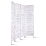 Artiss 4-Panel Folding Room Divider with Built-In Shelf — White or Oak — Allure Home Collections
