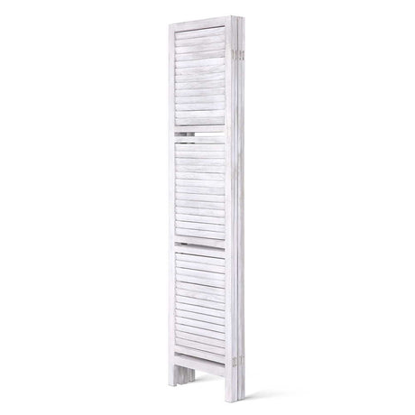 Artiss 4-Panel Folding Room Divider with Built-In Shelf — White or Oak — Allure Home Collections