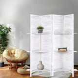 Marlo 4 Panel Shelf Room Divider Screen, White view 7