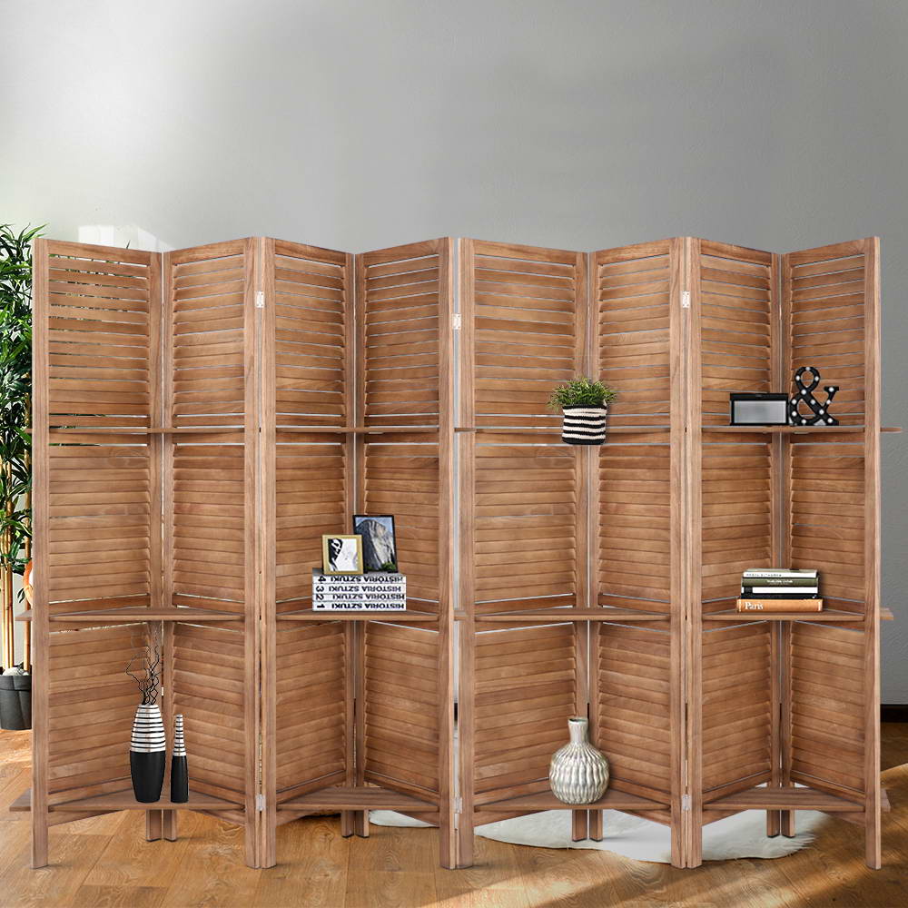 Marlo 8 Panel Shelf Room Divider Screen, Oak view 7
