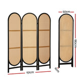 Artiss 3-Panel Rattan Brown Room Divider Screen — 151x180cm, Paulownia Wood — Allure Home Collections