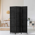 Artiss 3-Panel Black Woven Room Divider Screen — 123x170cm — Allure Home Collections