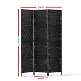 Artiss 3-Panel Black Woven Room Divider Screen — 123x170cm — Allure Home Collections