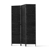Artiss 3-Panel Black Woven Room Divider Screen — 123x170cm — Allure Home Collections