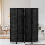 Paynesville 4 Panel Woven Room Divider Screen, Black