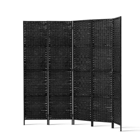 Artiss 4-Panel Woven Room Divider — 163x170cm, Black, White, or Natural — Allure Home Collections