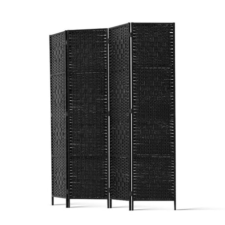 Artiss 4-Panel Woven Room Divider — 163x170cm, Black, White, or Natural — Allure Home Collections