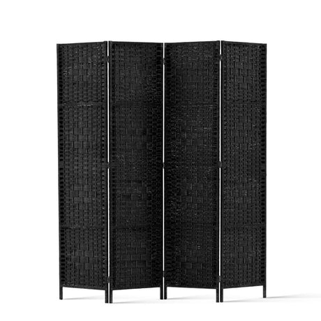Artiss 4-Panel Woven Room Divider — 163x170cm, Black, White, or Natural — Allure Home Collections