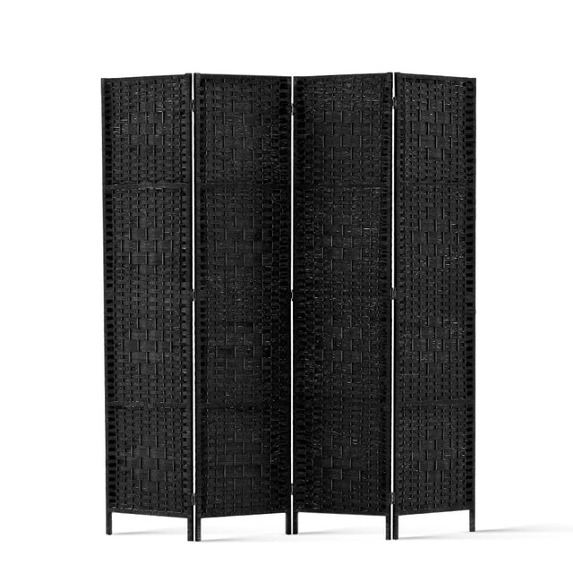 Artiss 4-Panel Woven Room Divider — 163x170cm, Black, White, or Natural — Allure Home Collections