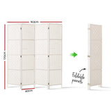 Artiss 4-Panel Woven Room Divider — 163x170cm, Black, White, or Natural — Allure Home Collections