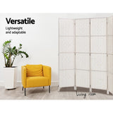 Artiss 4-Panel Woven Room Divider — 163x170cm, Black, White, or Natural — Allure Home Collections