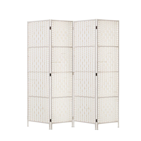 Artiss 4-Panel Woven Room Divider — 163x170cm, Black, White, or Natural — Allure Home Collections