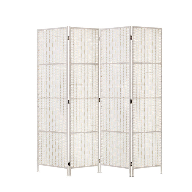 Paynesville 4 Panel Woven Room Divider Screen, White