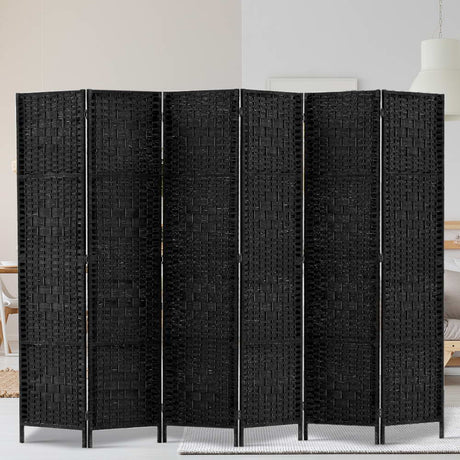 Paynesville 6 Panel Woven Room Divider Screen, Black
