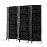 Artiss 6-Panel Woven Room Divider — 245x170cm, Natural or Black — Allure Home Collections