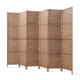 Artiss 6-Panel Woven Room Divider — 245x170cm, Natural or Black — Allure Home Collections
