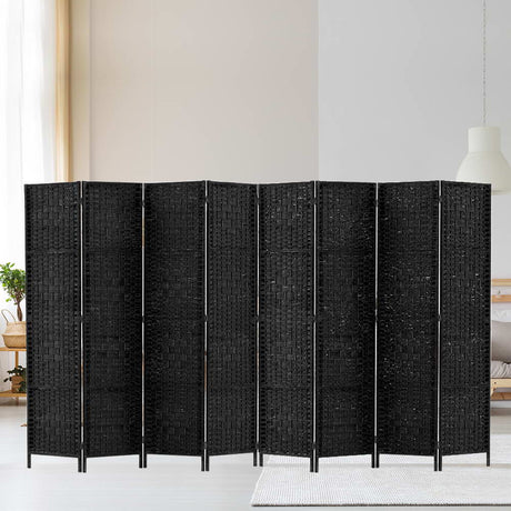 Paynesville 8 Panel Woven Room Divider Screen, Black