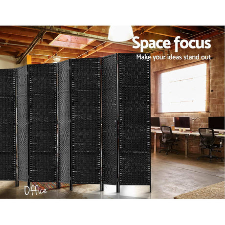 Artiss 8-Panel Woven Folding Room Divider — 326x170cm, Black, White, or Natural — Allure Home Collections