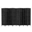 Artiss 8-Panel Woven Folding Room Divider — 326x170cm, Black, White, or Natural — Allure Home Collections