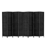 Artiss 8-Panel Woven Folding Room Divider — 326x170cm, Black, White, or Natural — Allure Home Collections
