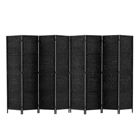 Artiss 8-Panel Woven Folding Room Divider — 326x170cm, Black, White, or Natural — Allure Home Collections