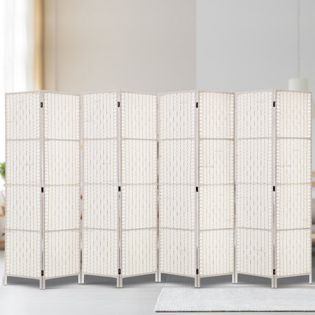 Paynesville 8 Panel Woven Room Divider Screen, White