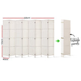 Artiss 8-Panel Woven Folding Room Divider — 326x170cm, Black, White, or Natural — Allure Home Collections