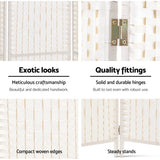 Artiss 8-Panel Woven Folding Room Divider — 326x170cm, Black, White, or Natural — Allure Home Collections