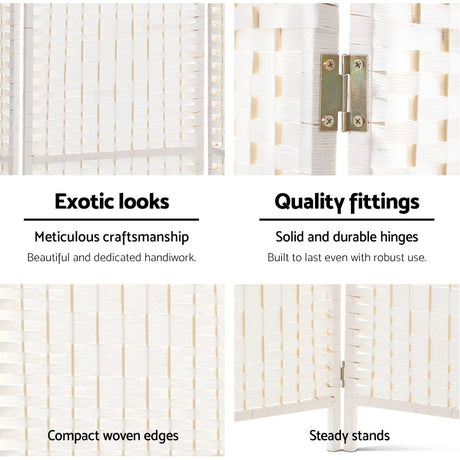 Artiss 8-Panel Woven Folding Room Divider — 326x170cm, Black, White, or Natural — Allure Home Collections