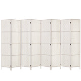 Artiss 8-Panel Woven Folding Room Divider — 326x170cm, Black, White, or Natural — Allure Home Collections