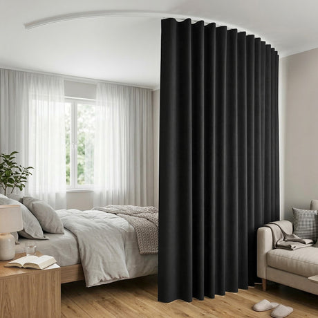 Buchan Ceiling Mounted Curtain Room Divider, Black