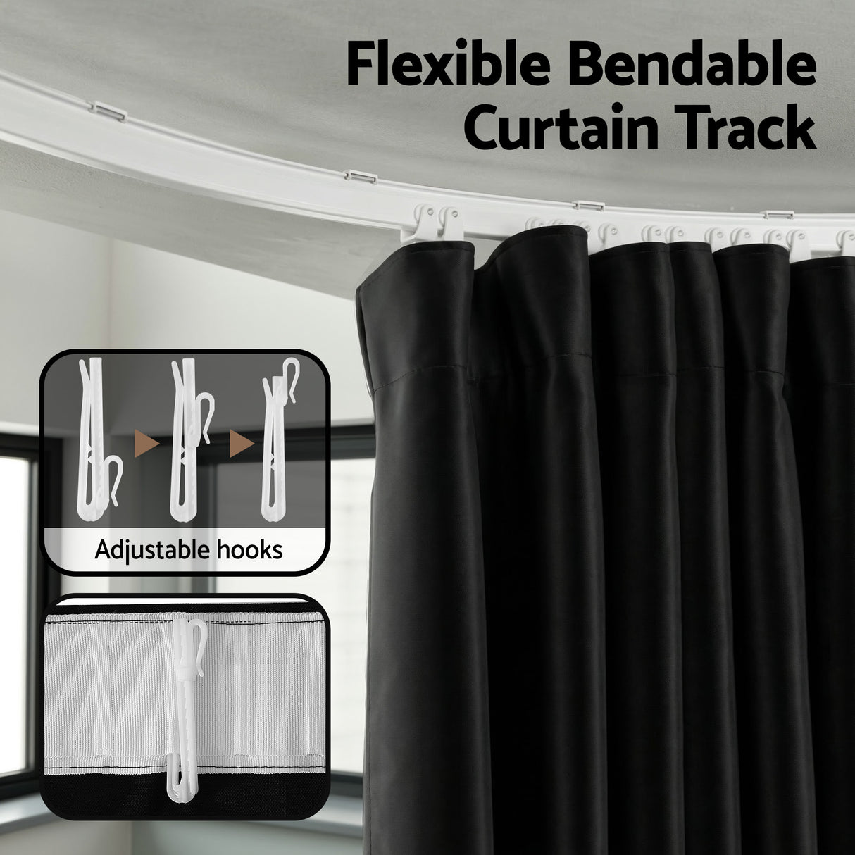 Buchan Ceiling Mounted Curtain Room Divider, Black view 4