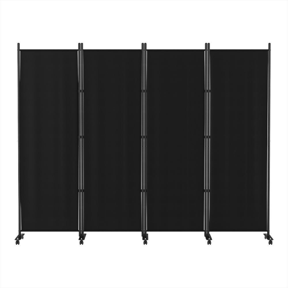 Artiss 4-Panel Black Fabric Room Divider Screen — 217cm with Wheels — Allure Home Collections