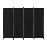 Artiss 4-Panel Black Fabric Room Divider Screen — 217cm with Wheels — Allure Home Collections
