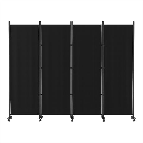 Artiss 4-Panel Black Fabric Room Divider Screen — 217cm with Wheels — Allure Home Collections