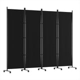 Artiss 4-Panel Black Fabric Room Divider Screen — 217cm with Wheels — Allure Home Collections