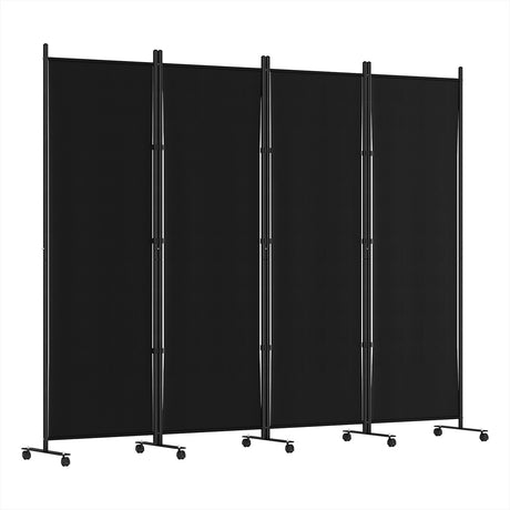 Artiss 4-Panel Black Fabric Room Divider Screen — 217cm with Wheels — Allure Home Collections