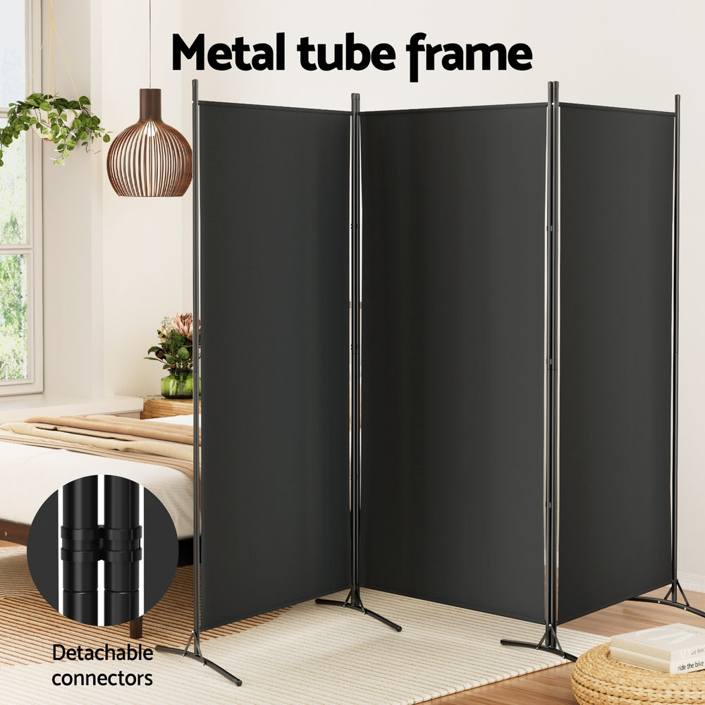 Artiss 3-Panel Fabric Room Divider Screen — 260x180cm, Powder-Coated Metal, Detachable — Allure Home Collections