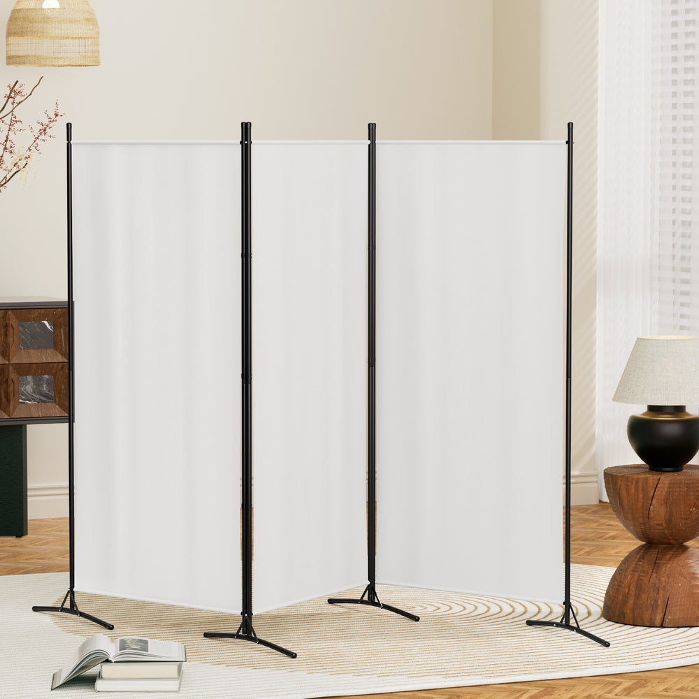 Artiss 3-Panel Fabric Room Divider Screen — 260x180cm, Powder-Coated Metal, Detachable — Allure Home Collections