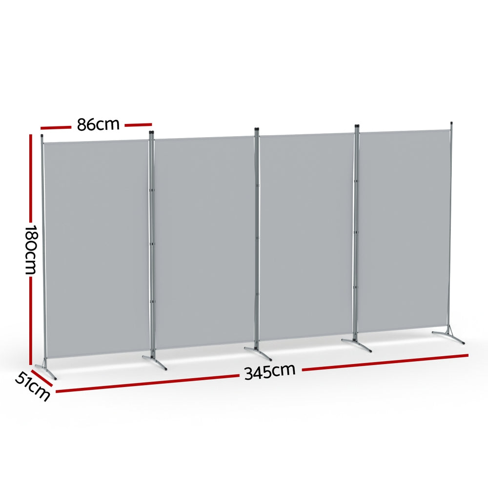 Mallacoota 4 Panel Fabric Room Divider Screen, Grey view 2