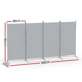 Mallacoota 4 Panel Fabric Room Divider Screen, Grey view 2