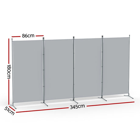 Mallacoota 4 Panel Fabric Room Divider Screen, Grey view 2