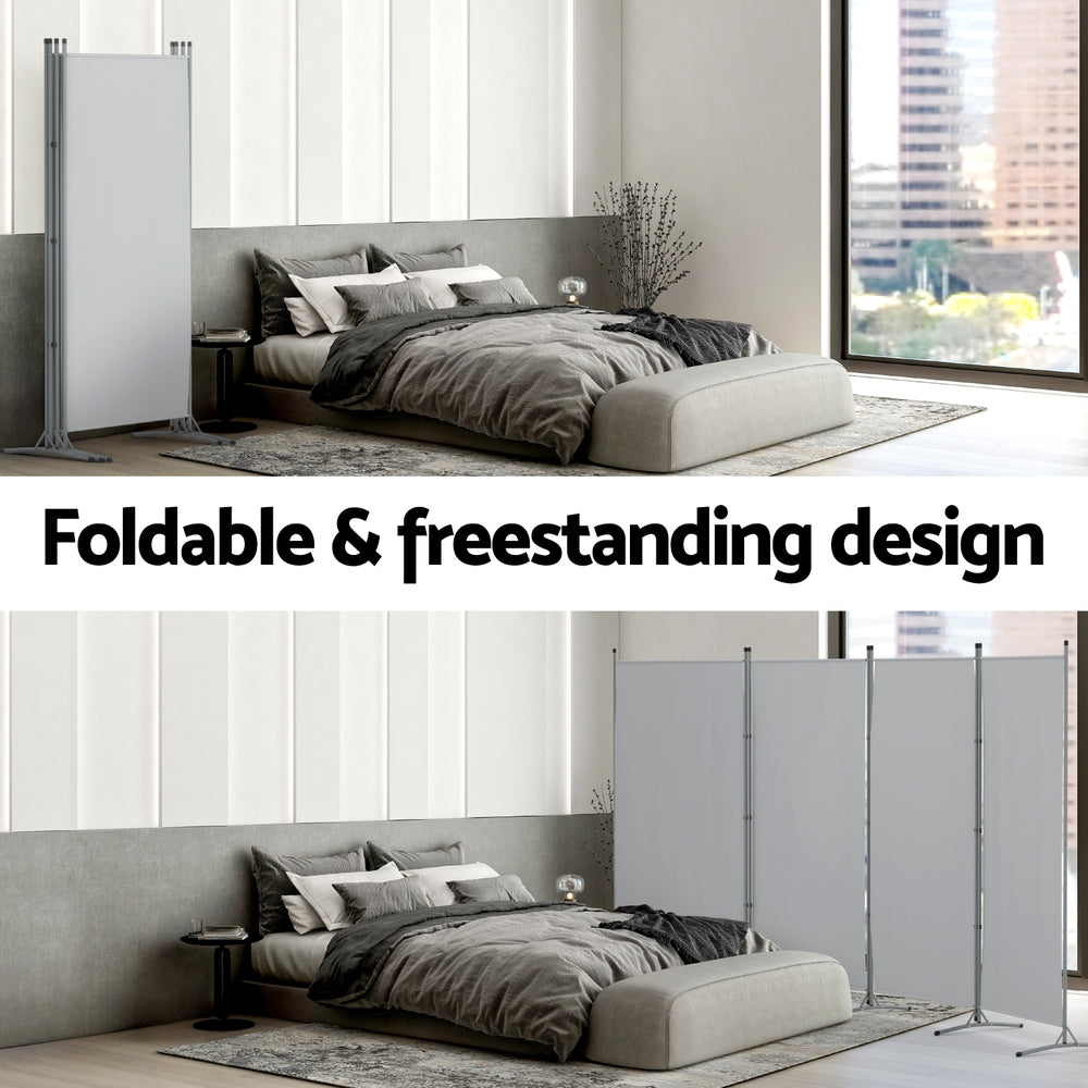 Mallacoota 4 Panel Fabric Room Divider Screen, Grey view 6