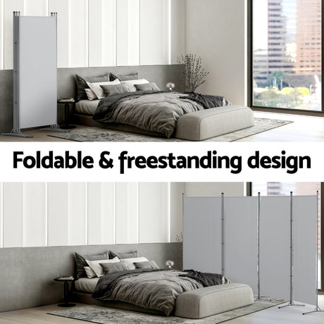 Mallacoota 4 Panel Fabric Room Divider Screen, Grey view 6