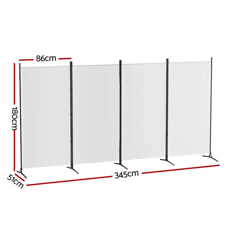 Artiss 4-Panel Fabric Freestanding Room Divider — 345x180cm, Portable, Washable Option — Allure Home Collections
