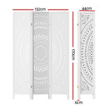Artiss 3-Panel White Room Divider with Circle Pattern — 132x170cm, Pinewood and MDF — Allure Home Collections