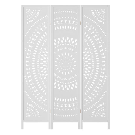 Artiss 3-Panel White Room Divider with Circle Pattern — 132x170cm, Pinewood and MDF — Allure Home Collections
